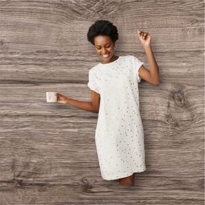 Boden Women's Midi Dress UK 12 White Golden Polka1 Dot 00% Cotton T-Shirt Dress